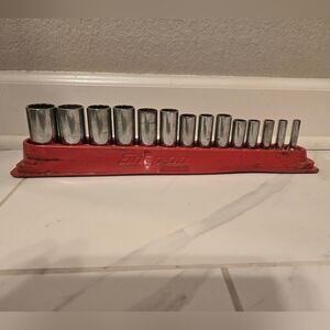 Snap-On 14 pc ⅜" Drive 12pt Flank Drive Deep Socket Set (214SFY), Plastic Base